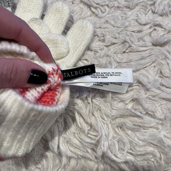 NWT Talbots TECH TOUCH Gloves Knit Design One Size Soft Warm! - Picture 5 of 5